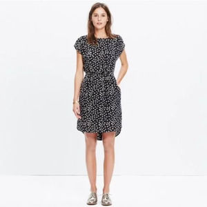 Madewell Black Floral Silk Stencil Blossom Mini Dress Women's Size 8